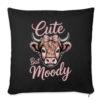 Highland Cattle Sayings Moody Funny Gift - Sofa pillowcase 17,3'' x 17,3'' (45 x 45 cm) - black - Front