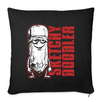 Dessin de gribouillis esquissé - Housse de coussin décorative 45 x 45 cm - noir - Devant