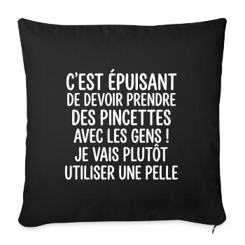 Funny taking tweezers with people - Sofa pillowcase 17,3'' x 17,3'' (45 x 45 cm) - black - Front