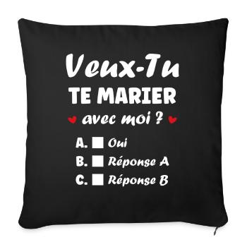 Proposition Mariage Interactif - Housse de coussin décorative 45 x 45 cm - noir - Devant