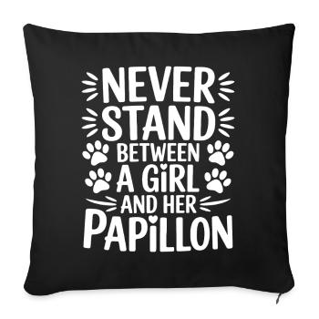 Papillon Sprüche Hunde Lustiges Papillon Geschenk  - Sofakissenbezug 45 x 45 cm - Schwarz - Vorne