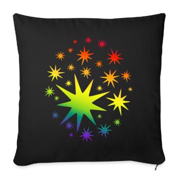Colorful Stars Rainbow Gradient - Sofa pillowcase 17,3'' x 17,3'' (45 x 45 cm) - black - Front