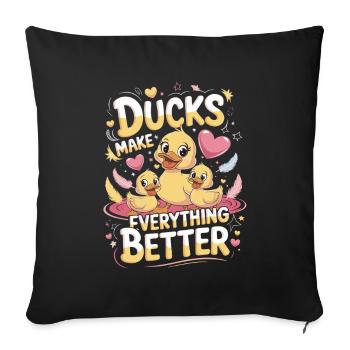 Les canards rendent tout meilleur Les canards font tout - Housse de coussin décorative 45 x 45 cm - noir - Devant