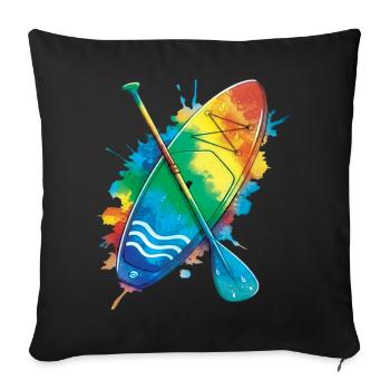 Paddle Board -  Ocean Splash Art sports aquatiques - Housse de coussin décorative 45 x 45 cm - noir - Devant