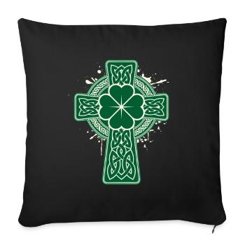 Celtic Knot Clover Cross St Pats - Sofa pillowcase 17,3'' x 17,3'' (45 x 45 cm) - black - Front