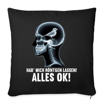 I had an X-ray everything ok funny saying - Sofa pillowcase 17,3'' x 17,3'' (45 x 45 cm) - black - Front