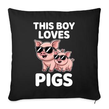 Pig Sayings Pig Funny Pigs Gift - Sofa pillowcase 17,3'' x 17,3'' (45 x 45 cm) - black - Front