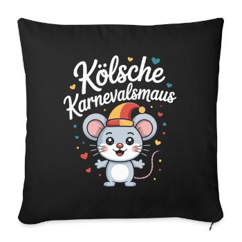 Kölsche Karnevalsmaus Karneval Köln Kölner Maus - Sofakissenbezug 45 x 45 cm - Schwarz - Vorne
