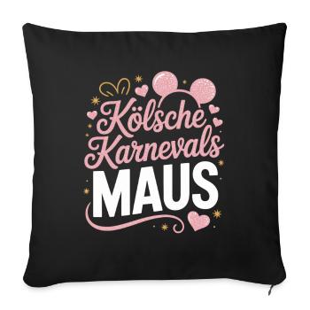 Kölsche Karnevalsmaus Karneval Köln Kölner Maus - Sofakissenbezug 45 x 45 cm - Schwarz - Vorne