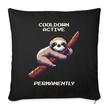Cooldown active | Sloth Gamer Humor - Sofa pillowcase 17,3'' x 17,3'' (45 x 45 cm) - black - Front