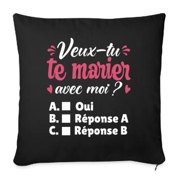 Marriage Proposal Romantic Couple Valentine's Day - Sofa pillowcase 17,3'' x 17,3'' (45 x 45 cm) - black - Front