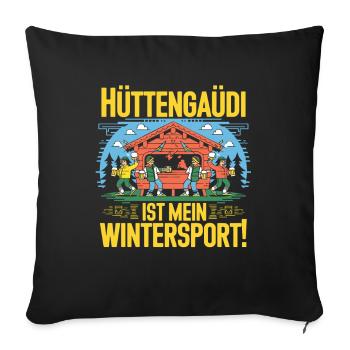 Hut fun is my winter sport Après ski saying - Sofa pillowcase 17,3'' x 17,3'' (45 x 45 cm) - black - Front