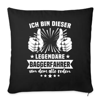 Excavator Driver Legend - Sofa pillowcase 17,3'' x 17,3'' (45 x 45 cm) - black - Front