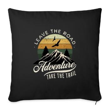 Leave the Road Adventure - Mountains & Hiking Retro - Sofa pillowcase 17,3'' x 17,3'' (45 x 45 cm) - black - Front