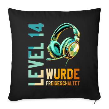14th Birthday Boy Girl Teenager Level 14 - Sofa pillowcase 17,3'' x 17,3'' (45 x 45 cm) - black - Front