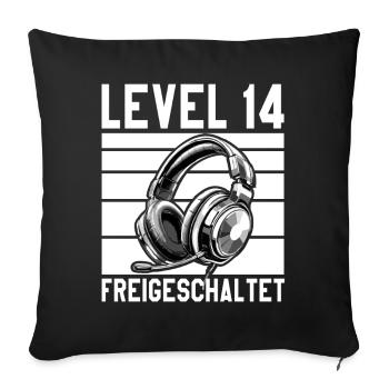 14th Birthday Boy Girl Teenager Level 14 - Sofa pillowcase 17,3'' x 17,3'' (45 x 45 cm) - black - Front