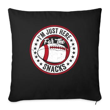 Je suis juste là pour la saison des snacks et le match de football - Housse de coussin décorative 45 x 45 cm - noir - Devant