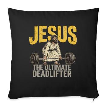 Jesus The Ultimate Deadlifter – Retro Fitness - Sofa pillowcase 17,3'' x 17,3'' (45 x 45 cm) - black - Front