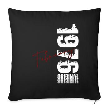 50th Birthday February 1976 Original Vintage - Sofa pillowcase 17,3'' x 17,3'' (45 x 45 cm) - black - Front