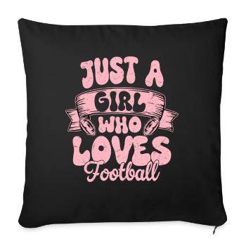 Juste une fille qui adore la saison des fans de joueurs de football - Housse de coussin décorative 45 x 45 cm - noir - Devant
