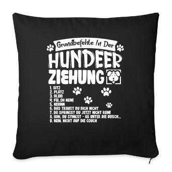 Commandes de base du motif du chien dressé - Housse de coussin décorative 45 x 45 cm - noir - Devant