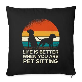 Retro Dog Sitting Sunset - Sofa pillowcase 17,3'' x 17,3'' (45 x 45 cm) - black - Front