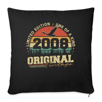 Original 2008 Vintage Vintage Birthday Retro - Sofa pillowcase 17,3'' x 17,3'' (45 x 45 cm) - black - Front