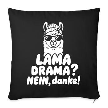 Lama Drama Non Merci - Housse de coussin décorative 45 x 45 cm - noir - Devant
