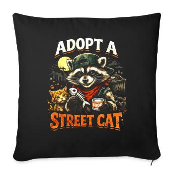 Adopt a Street Cat - Sofa pillowcase 17,3'' x 17,3'' (45 x 45 cm) - black - Front