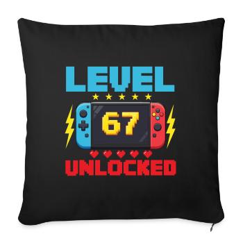 Level 67 Unlocked Gamer School Meme Kids - Sofa pillowcase 17,3'' x 17,3'' (45 x 45 cm) - black - Front