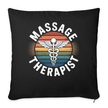 Retro Rainbow Massage Logo - Sofa pillowcase 17,3'' x 17,3'' (45 x 45 cm) - black - Front