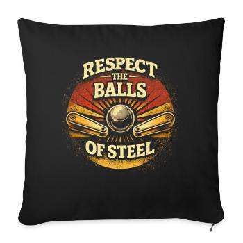 Joueur de flipper, Respecte les Boules d’Acier - Housse de coussin décorative 45 x 45 cm - noir - Devant