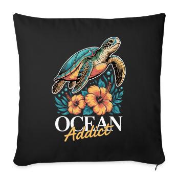 Sea Turtle Ocean Addict Design - Housse de coussin décorative 45 x 45 cm - noir - Devant