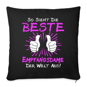 Receptionist Saying - Sofa pillowcase 17,3'' x 17,3'' (45 x 45 cm) - black - Front