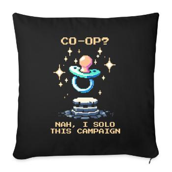 Solo statt Co-Op | Papa Humor Eltern - Sofakissenbezug 45 x 45 cm - Schwarz - Vorne