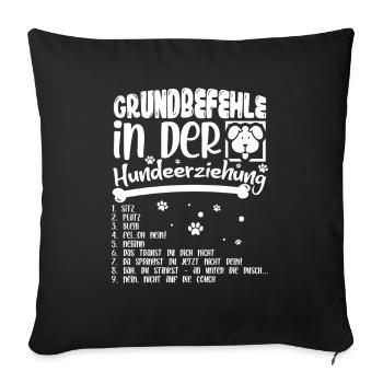 Commandes de base du motif du chien dressé - Housse de coussin décorative 45 x 45 cm - noir - Devant