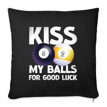 Humour de billard : Duo Lucky Balls - Housse de coussin décorative 45 x 45 cm - noir - Devant