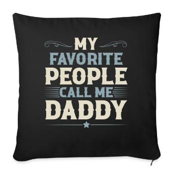 Papa Père Fête des Pères - Housse de coussin décorative 45 x 45 cm - noir - Devant