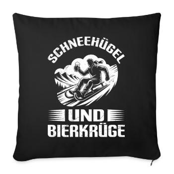 Rodel Piste SCHNEEHÜGEL UND BIERKRÜGE LUSTIG - Sofakissenbezug 45 x 45 cm - Schwarz - Vorne