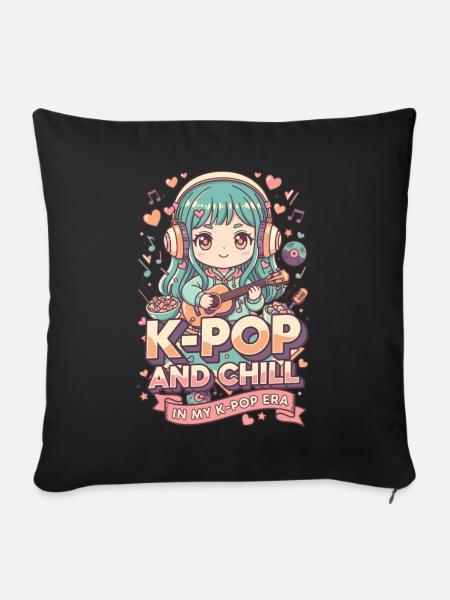 K-Pop und Chill In meiner K-Pop-Ära koreanische Musik - Sofakissenbezug 45 x 45 cm - Schwarz
