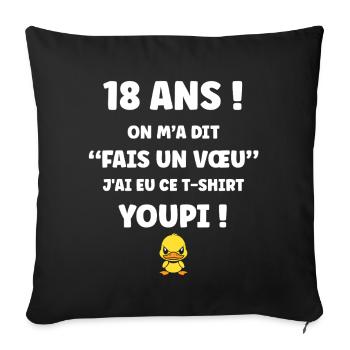 18 Ans Voeu Caneton T-Shirt - Housse de coussin décorative 45 x 45 cm - noir - Devant