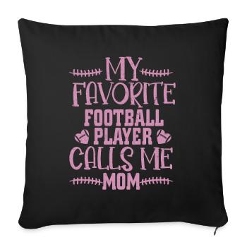 Mon joueur de football préféré m’appelle maman saison - Housse de coussin décorative 45 x 45 cm - noir - Devant