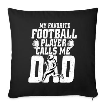 Mon joueur de football préféré m’appelle Papa joueur - Housse de coussin décorative 45 x 45 cm - noir - Devant