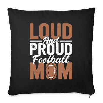 Fan de la saison des mamans de football bruyante et fière - Housse de coussin décorative 45 x 45 cm - noir - Devant