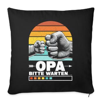 Grand-père, s’il te plaît, attends, bébé, grand-père, papa, grands-parents. - Housse de coussin décorative 45 x 45 cm - noir - Devant