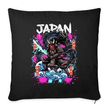 Hannya Samurai Drache – Japan Neon Streetwear - Sofakissenbezug 45 x 45 cm - Schwarz - Vorne