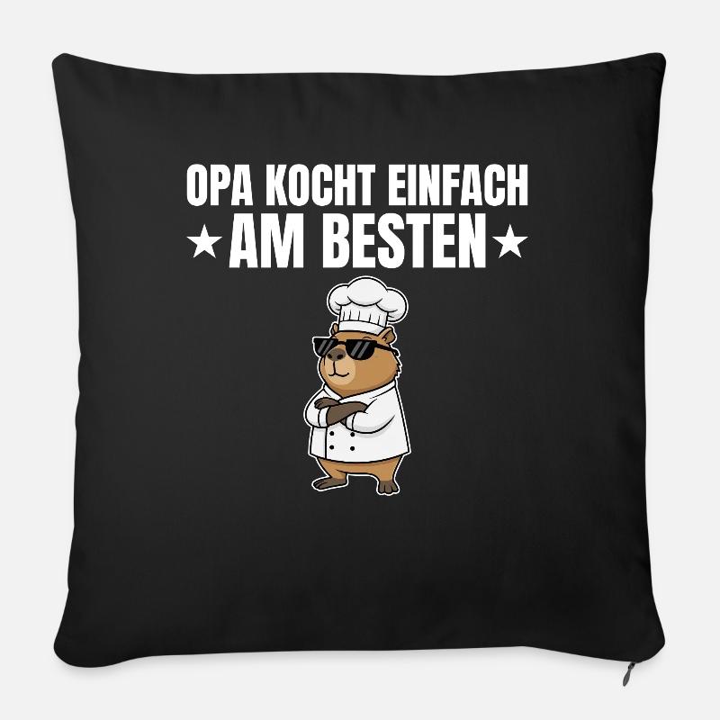 Grand-père cuisine tout simplement mieux - Capybara Koch - Housse de coussin décorative 45 x 45 cm - noir