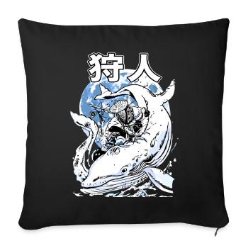 Japanischer Wal Kampf – Ukiyo-e Meereskunst - Sofakissenbezug 45 x 45 cm - Schwarz - Vorne