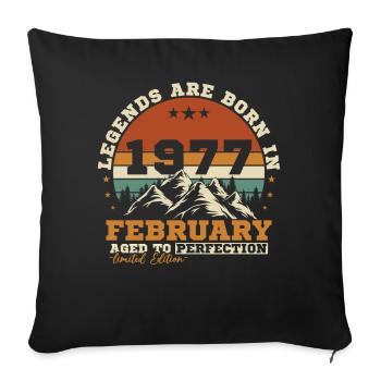 Février 1977 Vintage Retro Cadeau d'anniversaire - Housse de coussin décorative 45 x 45 cm - noir - Devant