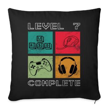 Birthday Gamer Level 7 Years Unlocked - Sofa pillowcase 17,3'' x 17,3'' (45 x 45 cm) - black - Front